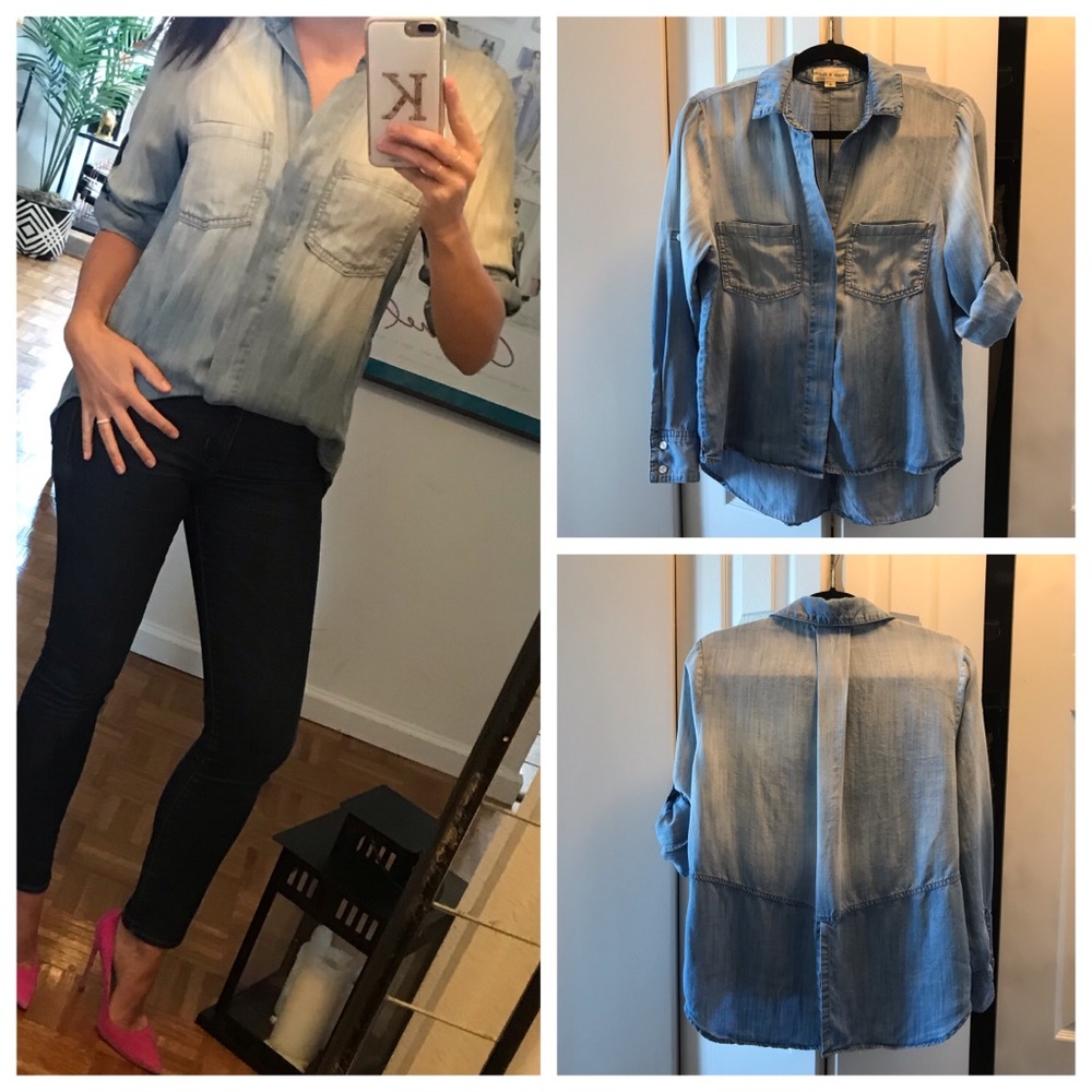 Anthropologie Cloth & Stone Blue Chambray Shirt